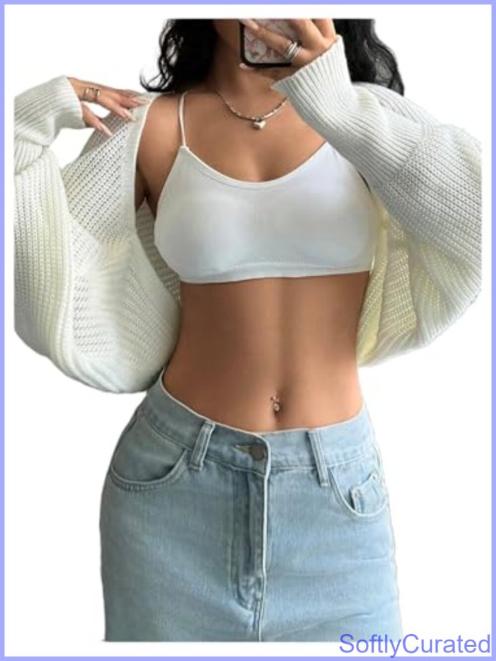 Women's Open Front Cropped Cardigan Shrug Lightweight Long Sleeve Knit